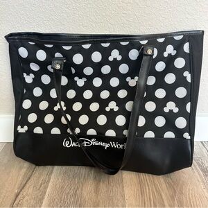Walt Disney World Mickey Mouse Tote Bag Handbag Purse Black/White Polka Dots